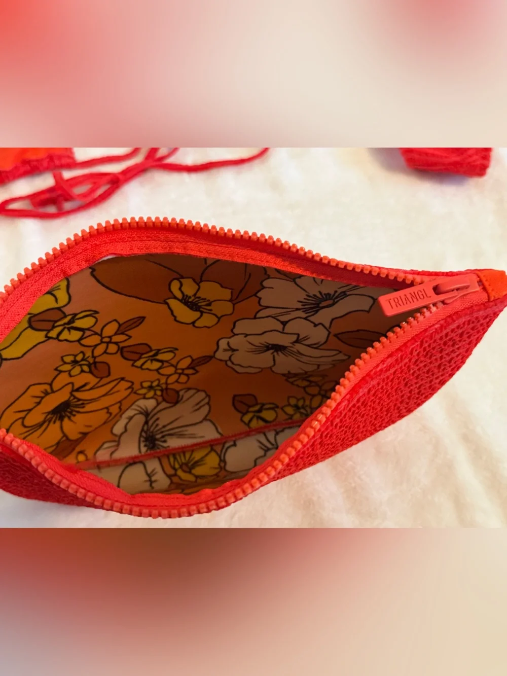 triangl swimwear Red Ribbed Triangle Bikini Set with Zip Pouch. NEW with tags!